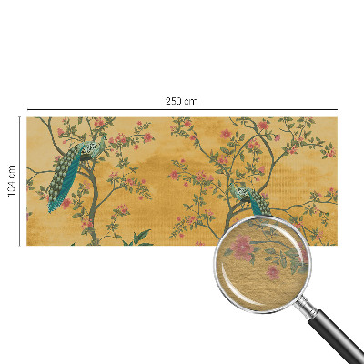 Fotomural decorativo para cabecero de cama con diseño de árboles y pavos reales