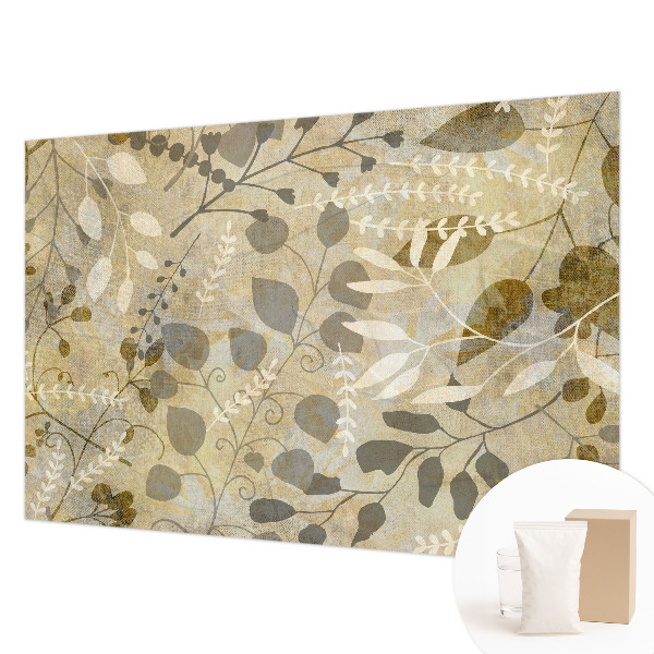 Papel mural con patrón decorativo con motivo de hojas y ramitas