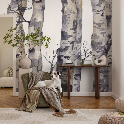 Mural de pared con estampado hermoso con motivo de bosque de álamos