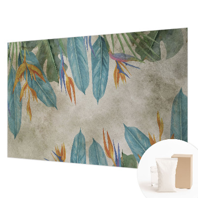 Papel mural texturado decorativo con motivo de flores tropicales