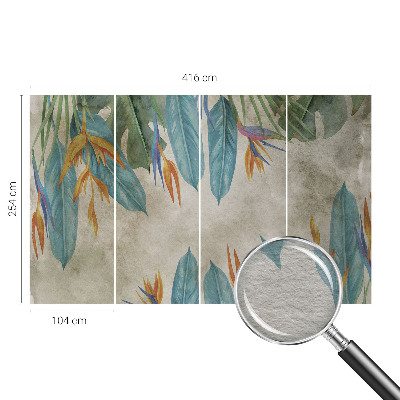 Papel mural texturado decorativo con motivo de flores tropicales