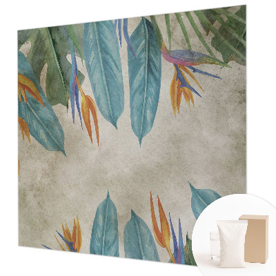 Papel mural texturado decorativo con motivo de flores tropicales