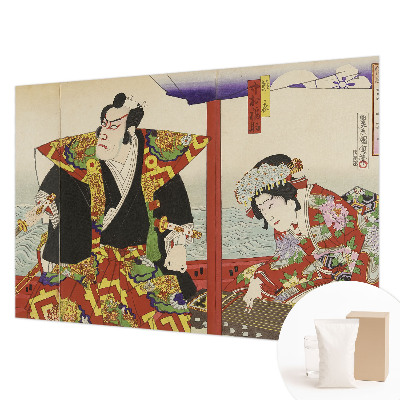 Mural de pared con estampado hermoso con un motivo de teatro japonés