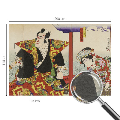 Mural de pared con estampado hermoso con un motivo de teatro japonés