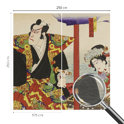 Mural de pared con estampado hermoso con un motivo de teatro japonés