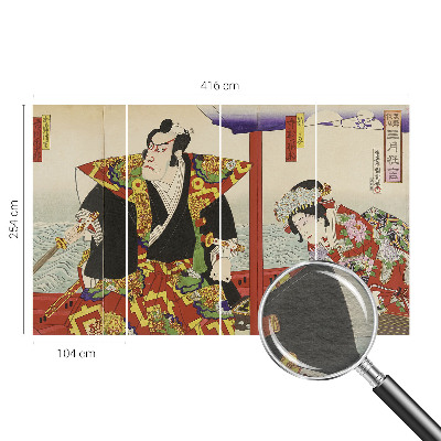 Mural de pared con estampado hermoso con un motivo de teatro japonés