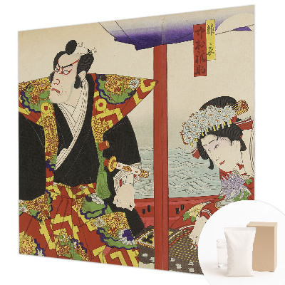 Mural de pared con estampado hermoso con un motivo de teatro japonés
