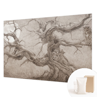Papel mural texturado decorativo con diseño de aves nocturnas