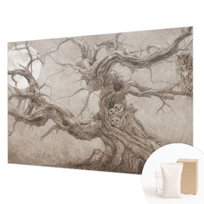 Papel mural texturado decorativo con diseño de aves nocturnas