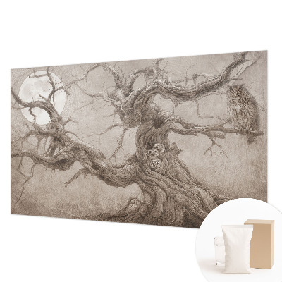 Papel mural texturado decorativo con diseño de aves nocturnas