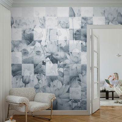 Mural decorativo con motivo de flores de loto
