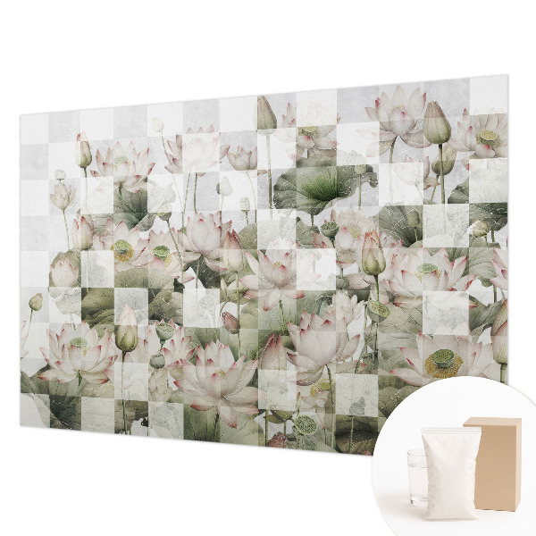 Fotomural decorativo para cabecero de cama con patrones de loto