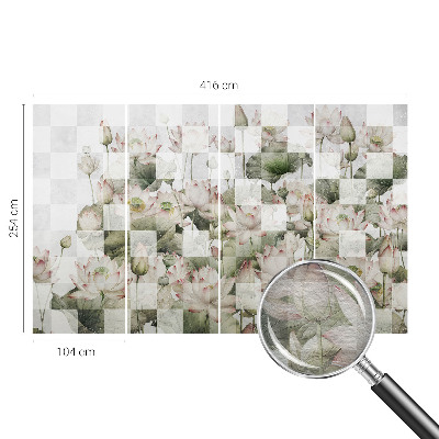 Fotomural decorativo para cabecero de cama con patrones de loto