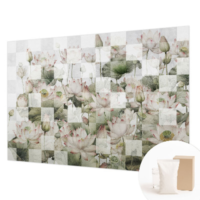 Fotomural decorativo para cabecero de cama con patrones de loto