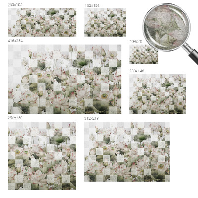 Fotomural decorativo para cabecero de cama con patrones de loto