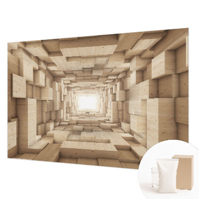 Papel mural texturado decorativo con diseño de túnel de madera
