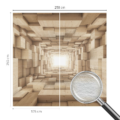 Papel mural texturado decorativo con diseño de túnel de madera