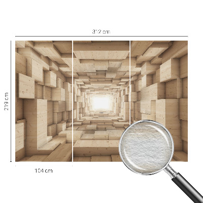 Papel mural texturado decorativo con diseño de túnel de madera