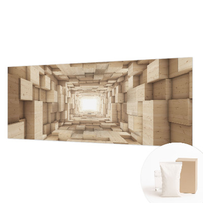 Papel mural texturado decorativo con diseño de túnel de madera