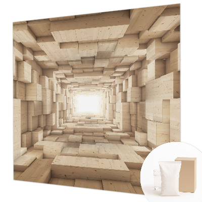 Papel mural texturado decorativo con diseño de túnel de madera
