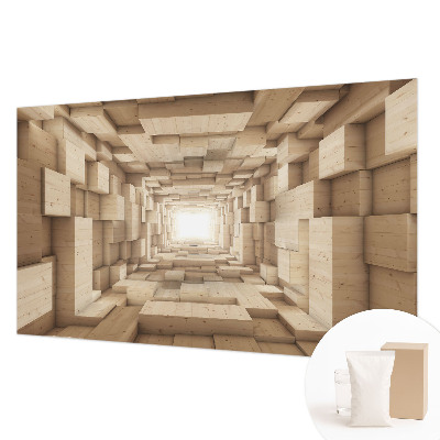 Papel mural texturado decorativo con diseño de túnel de madera