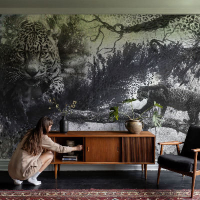 Mural de pared con estampado hermoso con un motivo de leopardos abstractos