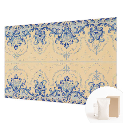 Mural decorativo con adornos azules