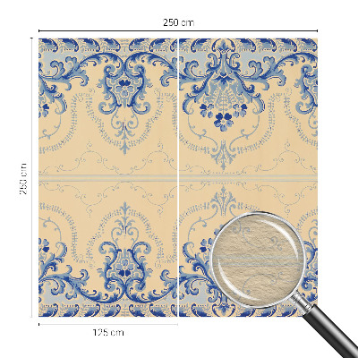 Mural decorativo con adornos azules