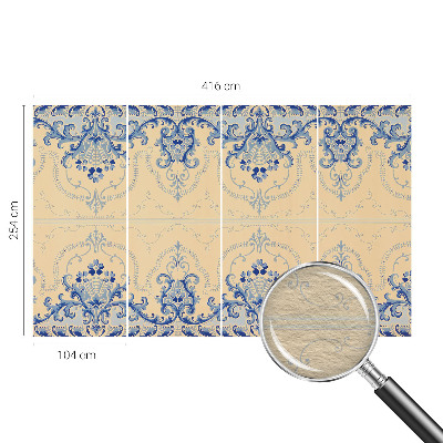 Mural decorativo con adornos azules