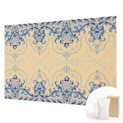 Mural decorativo con adornos azules