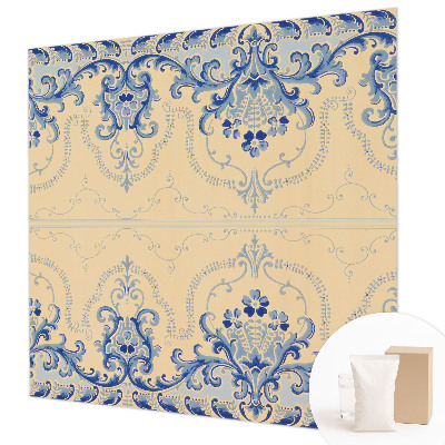 Mural decorativo con adornos azules