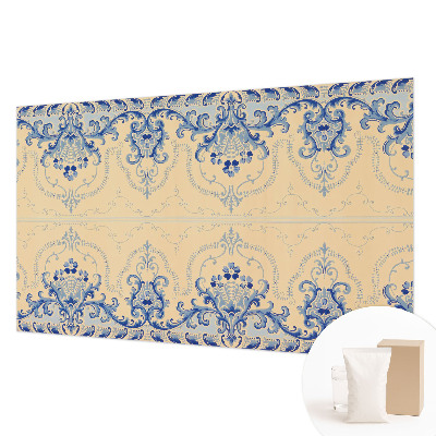 Mural decorativo con adornos azules