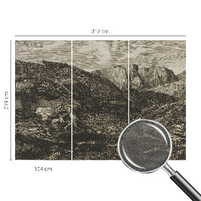 Fotomural decorativo para cabecero de cama con diseño de viaje a la montaña para cabecero