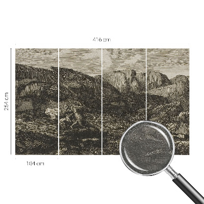 Fotomural decorativo para cabecero de cama con diseño de viaje a la montaña para cabecero