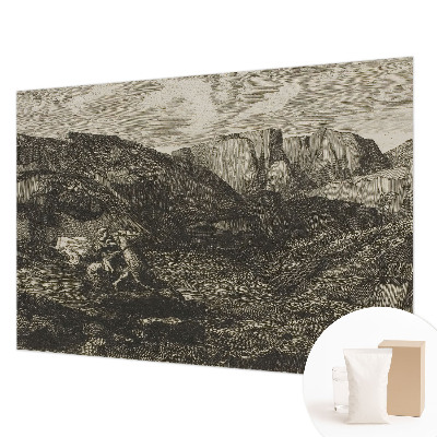 Fotomural decorativo para cabecero de cama con diseño de viaje a la montaña para cabecero