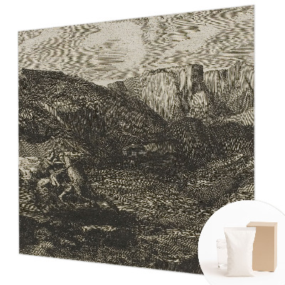 Fotomural decorativo para cabecero de cama con diseño de viaje a la montaña para cabecero