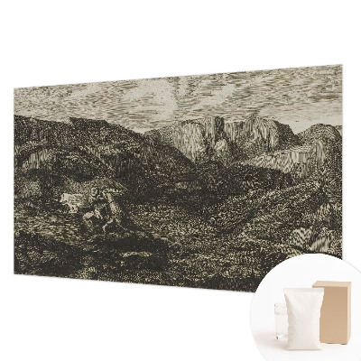 Fotomural decorativo para cabecero de cama con diseño de viaje a la montaña para cabecero