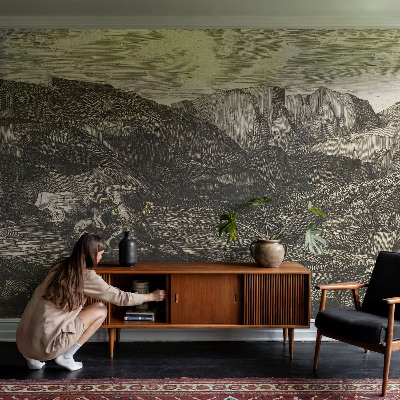 Fotomural decorativo para cabecero de cama con diseño de viaje a la montaña para cabecero
