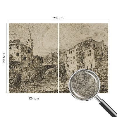 Papel mural con patrón decorativo con motivo de panorama de la ciudad