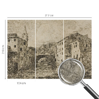 Papel mural con patrón decorativo con motivo de panorama de la ciudad