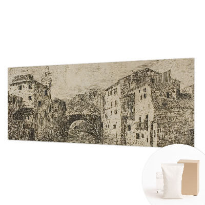 Papel mural con patrón decorativo con motivo de panorama de la ciudad