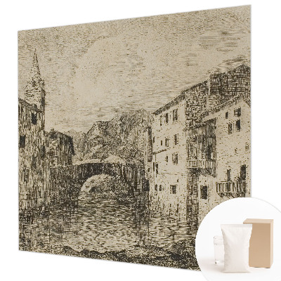 Papel mural con patrón decorativo con motivo de panorama de la ciudad