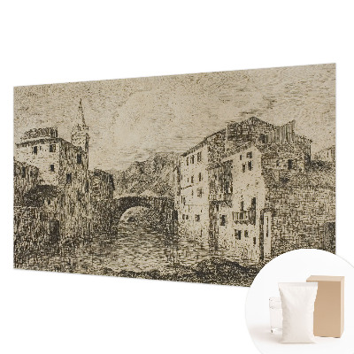 Papel mural con patrón decorativo con motivo de panorama de la ciudad