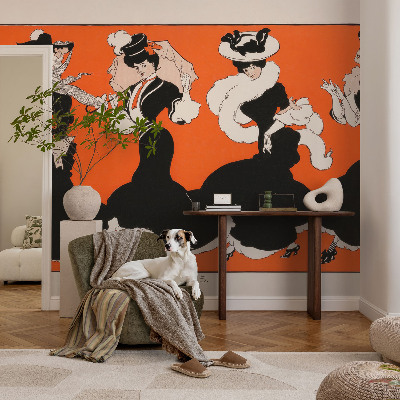 Papel mural texturado decorativo conjunto de mujer