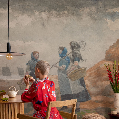 Mural decorativo con motivo de una costa serena