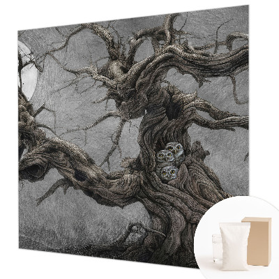 Mural de pared con estampado hermoso con un búho misterioso como motivo