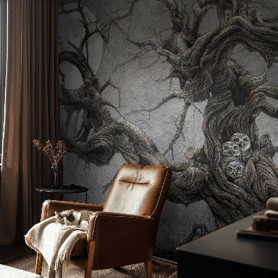 Mural de pared con estampado hermoso con un búho misterioso como motivo