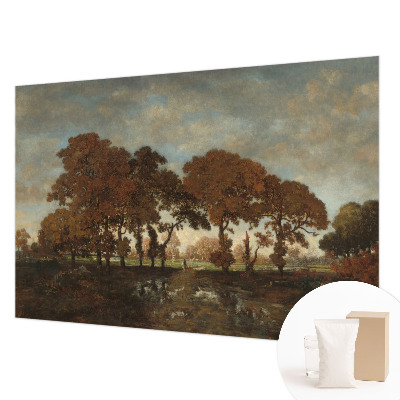 Papel mural texturado decorativo con un paisaje idílico como motivo