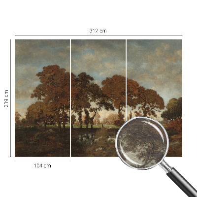 Papel mural texturado decorativo con un paisaje idílico como motivo