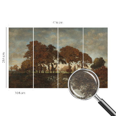 Papel mural texturado decorativo con un paisaje idílico como motivo